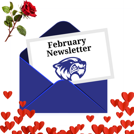 Envelope with February Newsletter written on it